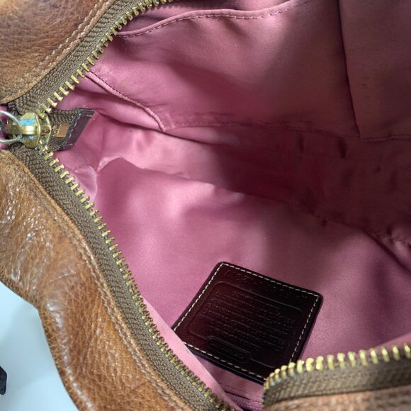 Coach 12917 Hamptons Brown Pleated Leather Hobo Shoulder Bag Zip Top Handbag - Picture 10 of 13